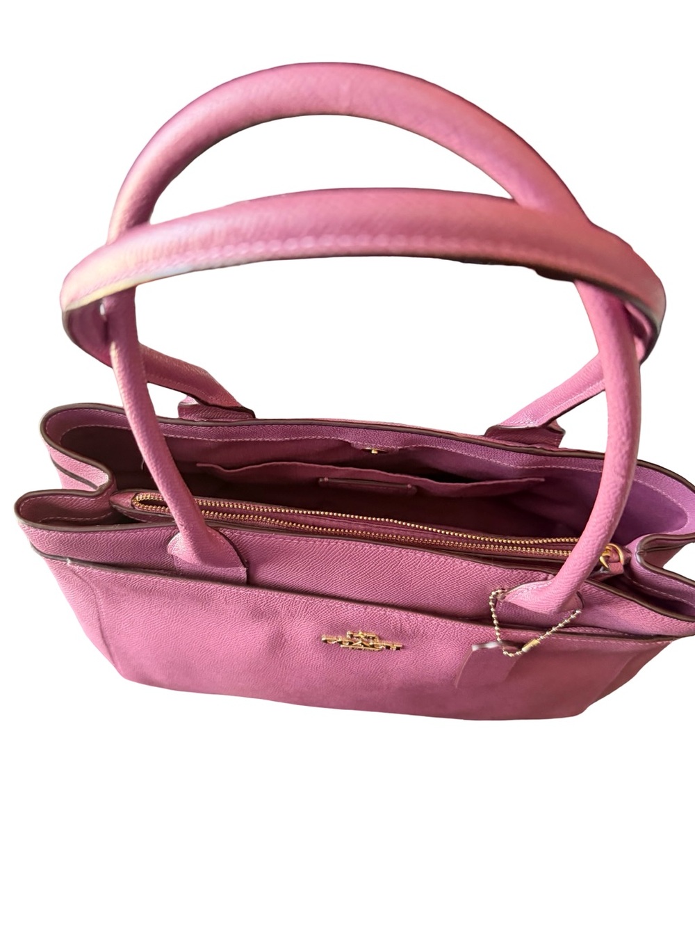 Coach Rose Pink Leather Tote Bag - Signature Logo - Picture 6 of 12